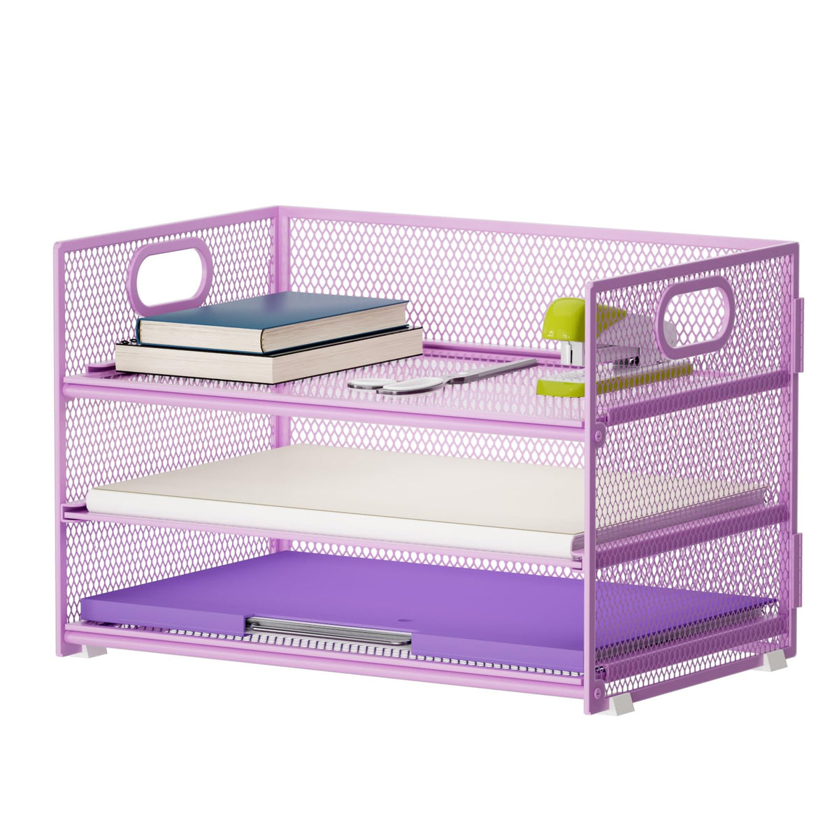 Marbrasse 3 Tier Paper Organizer Letter Tray, Mesh File Organizer with Handle, Paper Sorter Desk Organizer for Home Office Supplies