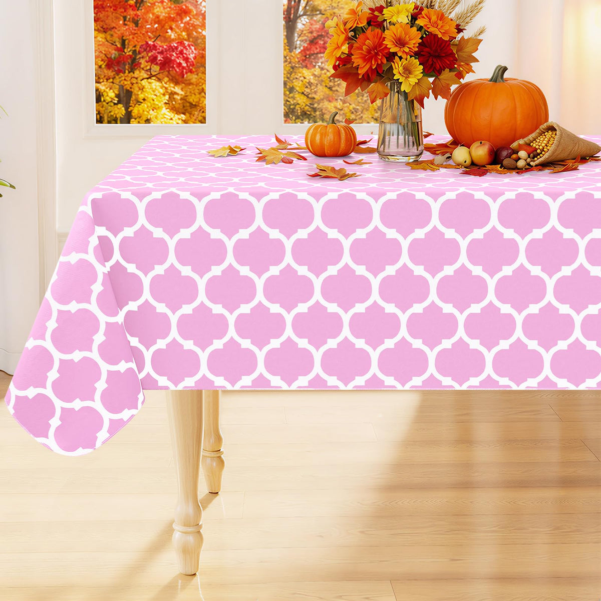Smiry Rectangle Table Cloth, Flannel Backed Vinyl Tablecloth, 60"x84"