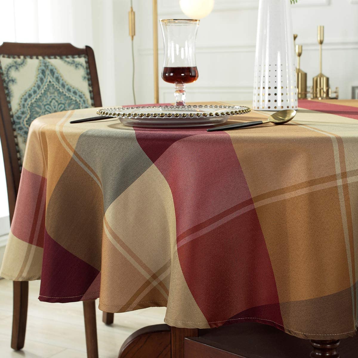 SASTYBALE Rectangle Tablecloth, 52" x 70" Checkered, Red