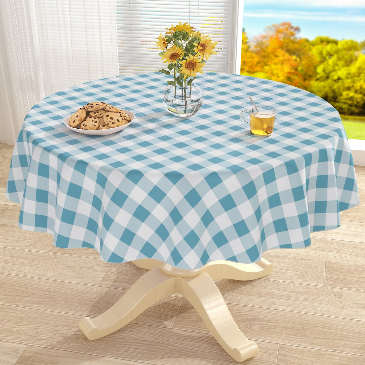 misaya Rectangular Waterproof Vinyl Table Cloth, Flannel Backed Tablecloth