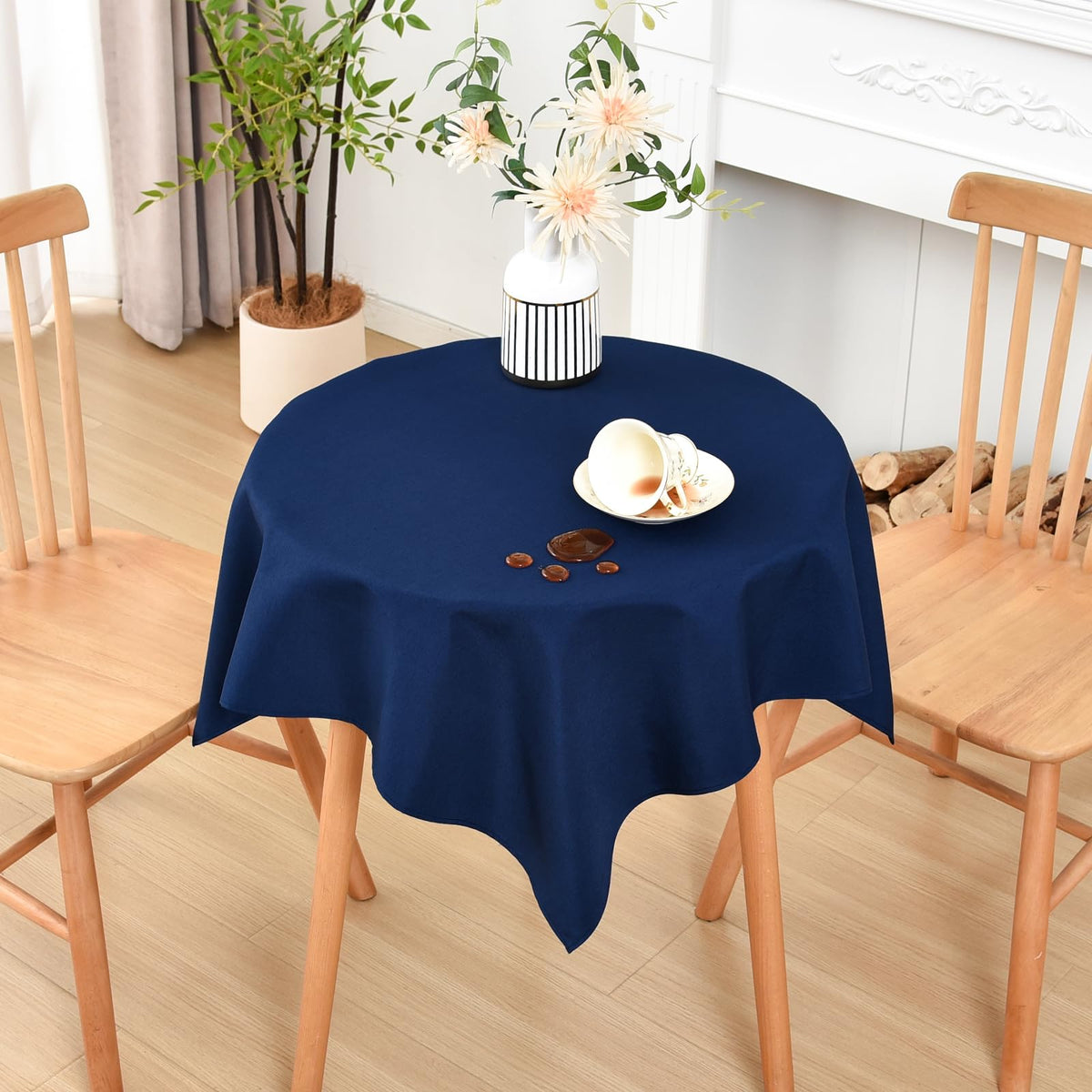 Wolkemer Oval Tablecloth 60 x 84 Inches Faux Linen Water Resistant
