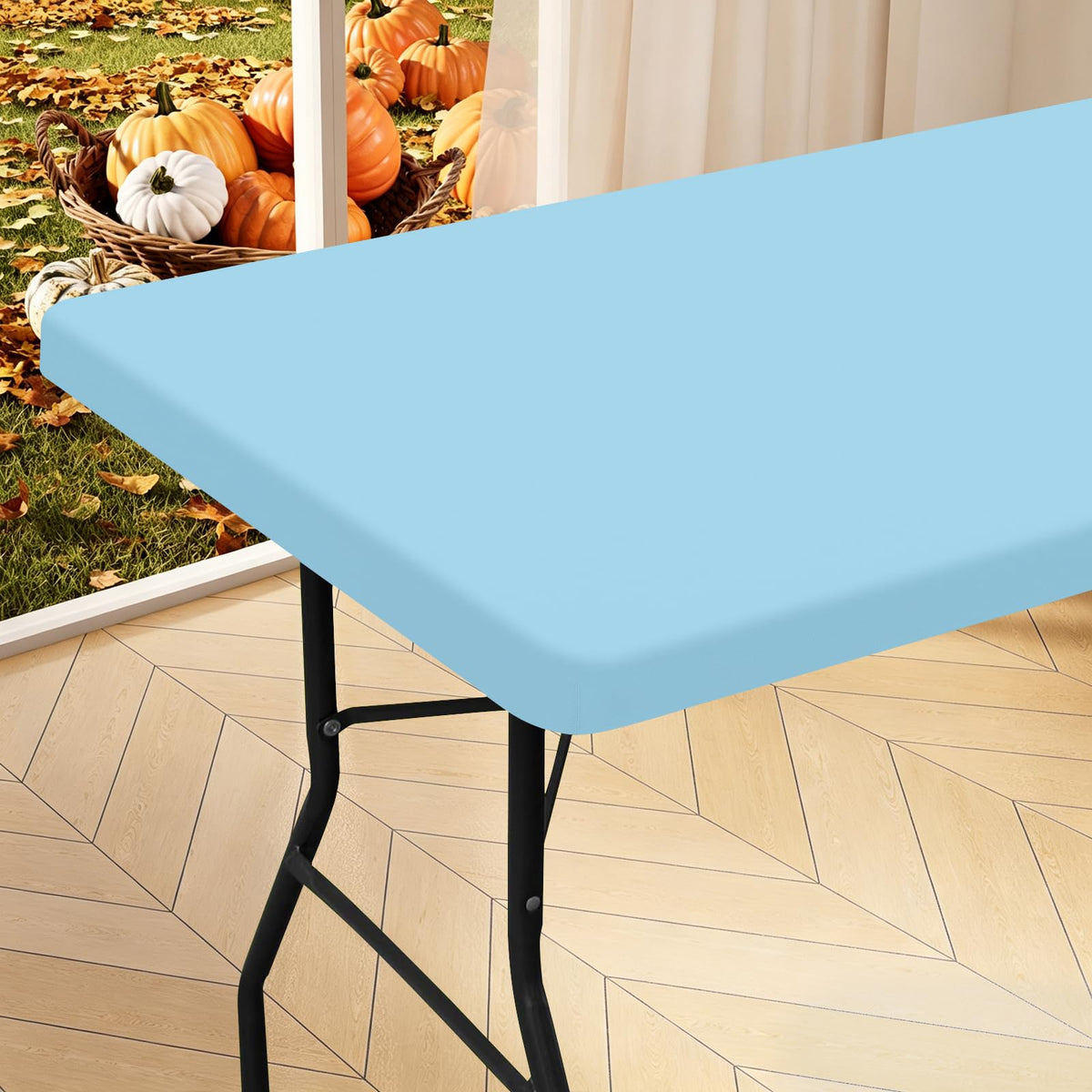 homing Rectangle Table Cloth Cover 6 Foot Black Elastic Fitted Tablecloth