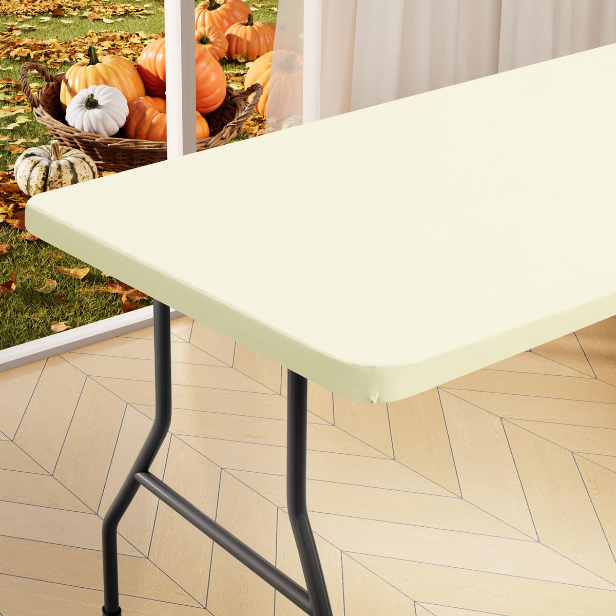 homing Rectangle Table Cloth Cover 6 Foot Black Elastic Fitted Tablecloth