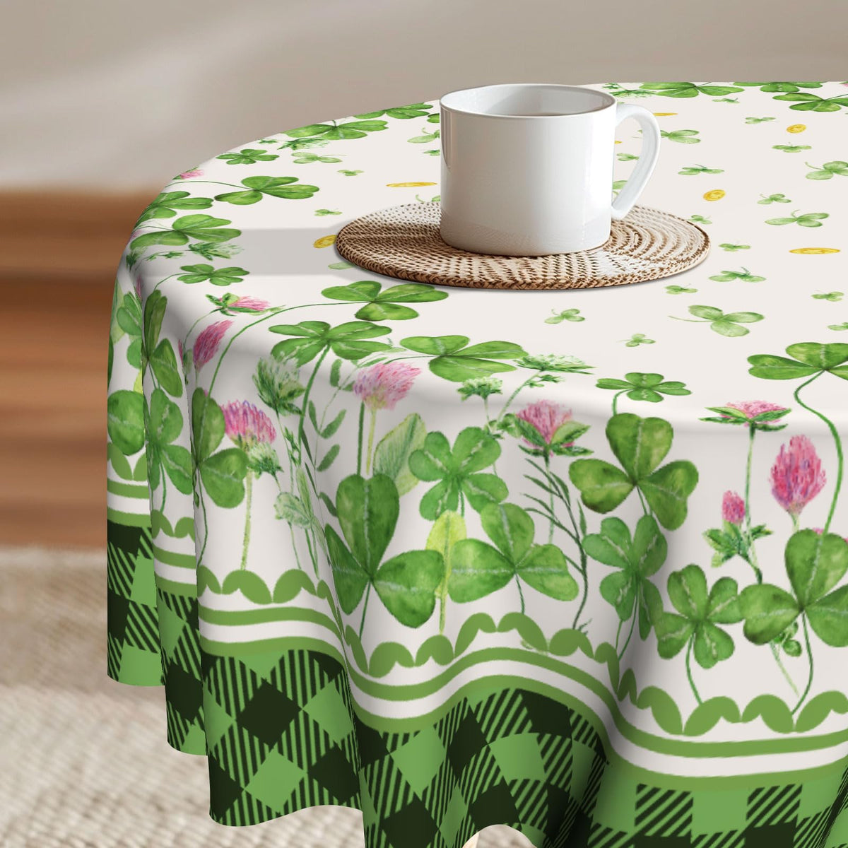 Imiss Floral Round Tablecloth Durable Washable Table Cover Bohemian Blue Red Floral Branches Decorative Farmhouse Table Cloth 60 Inch for Kitchen Dining Party Camping