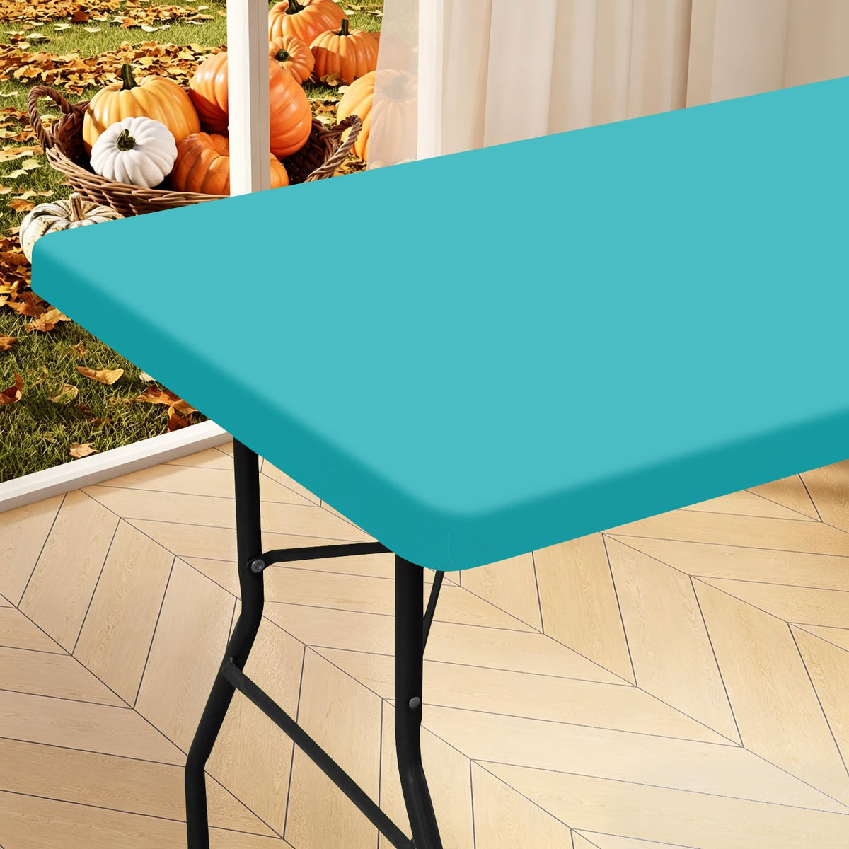 homing Rectangle Table Cloth Cover 6 Foot Black Elastic Fitted Tablecloth