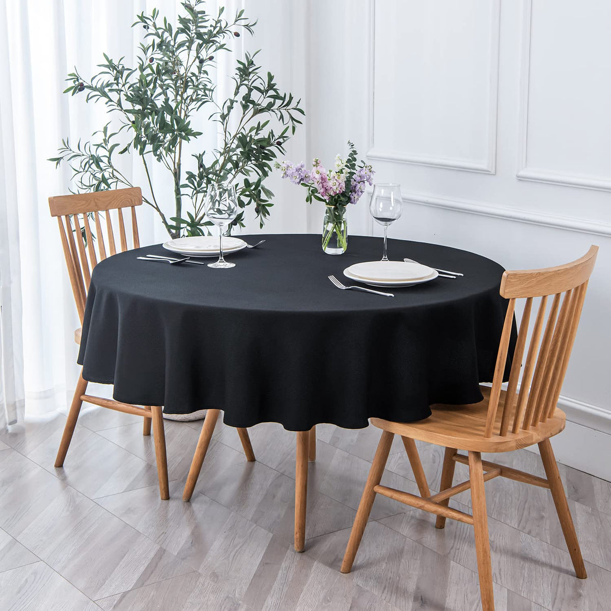 maxmill Rectangle Textured Tablecloth Waterproof Spillproof Wrinkle Free Table Cloth, Kitchen Dining Tabletop Decoration, Fabric Table Cover for Outdoor and Indoor Use, 52 x 70 Inch, Beige