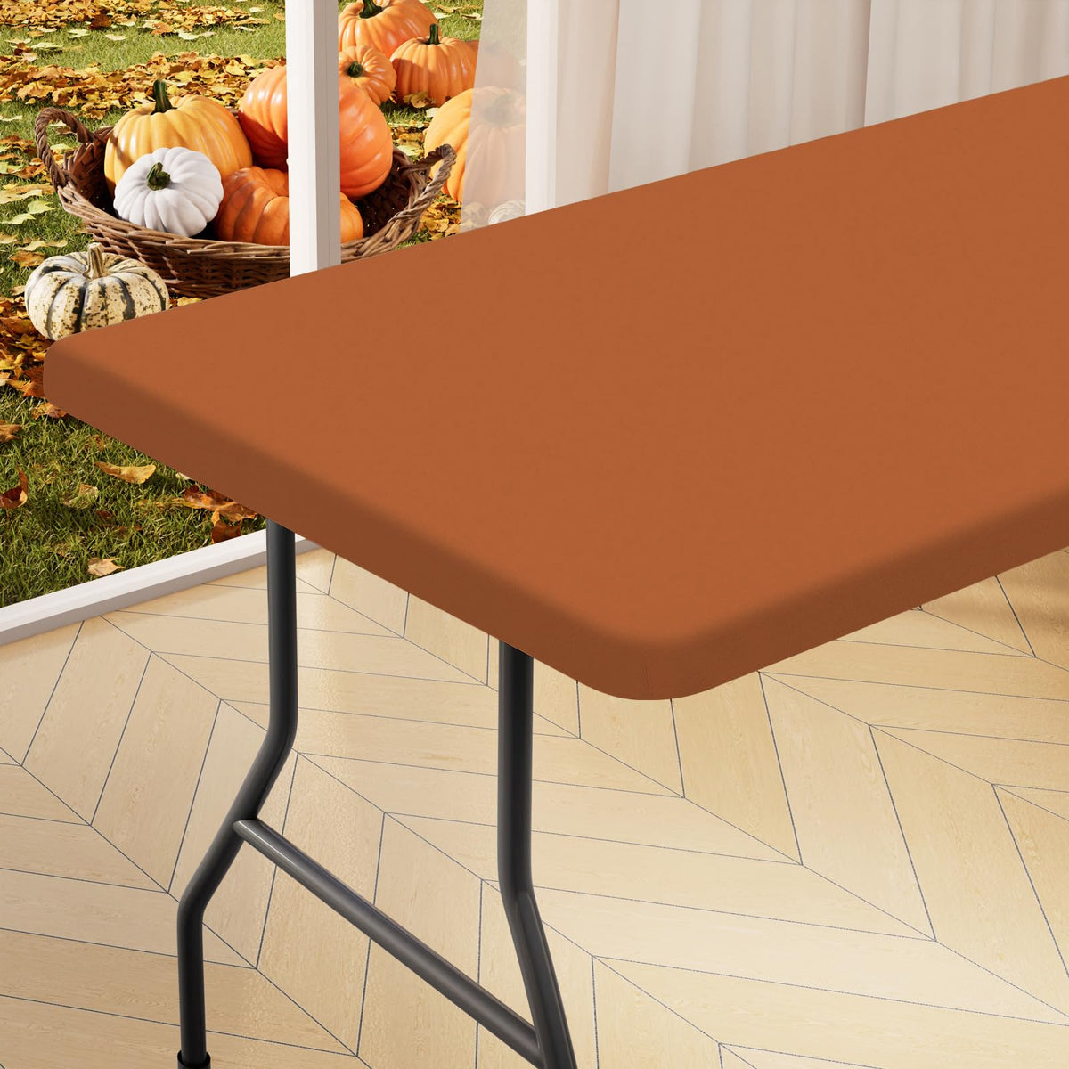 homing Rectangle Table Cloth Cover 6 Foot Black Elastic Fitted Tablecloth