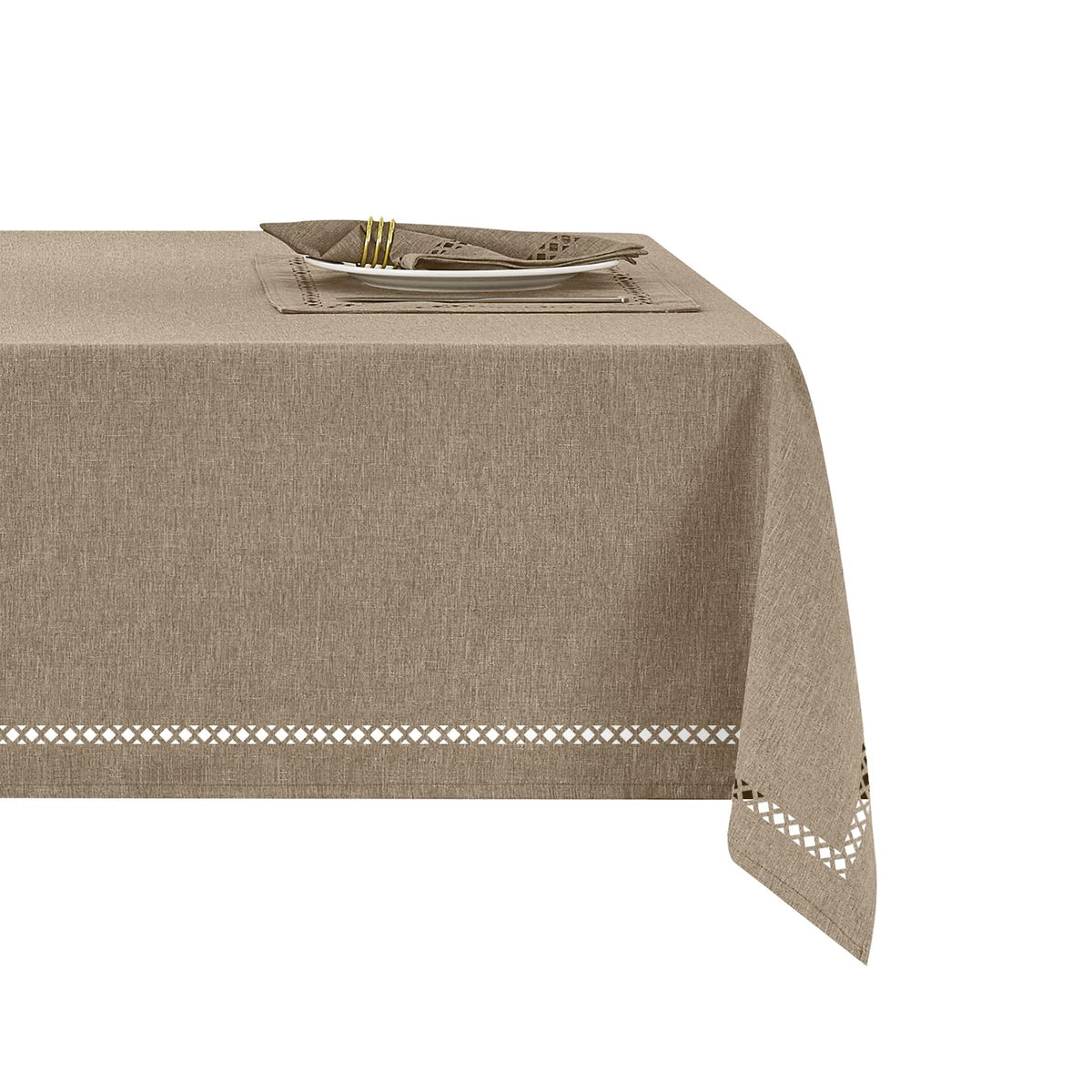 Flaxen 52x70 Rectangle Polyester Linen Farmhouse Tablecloth