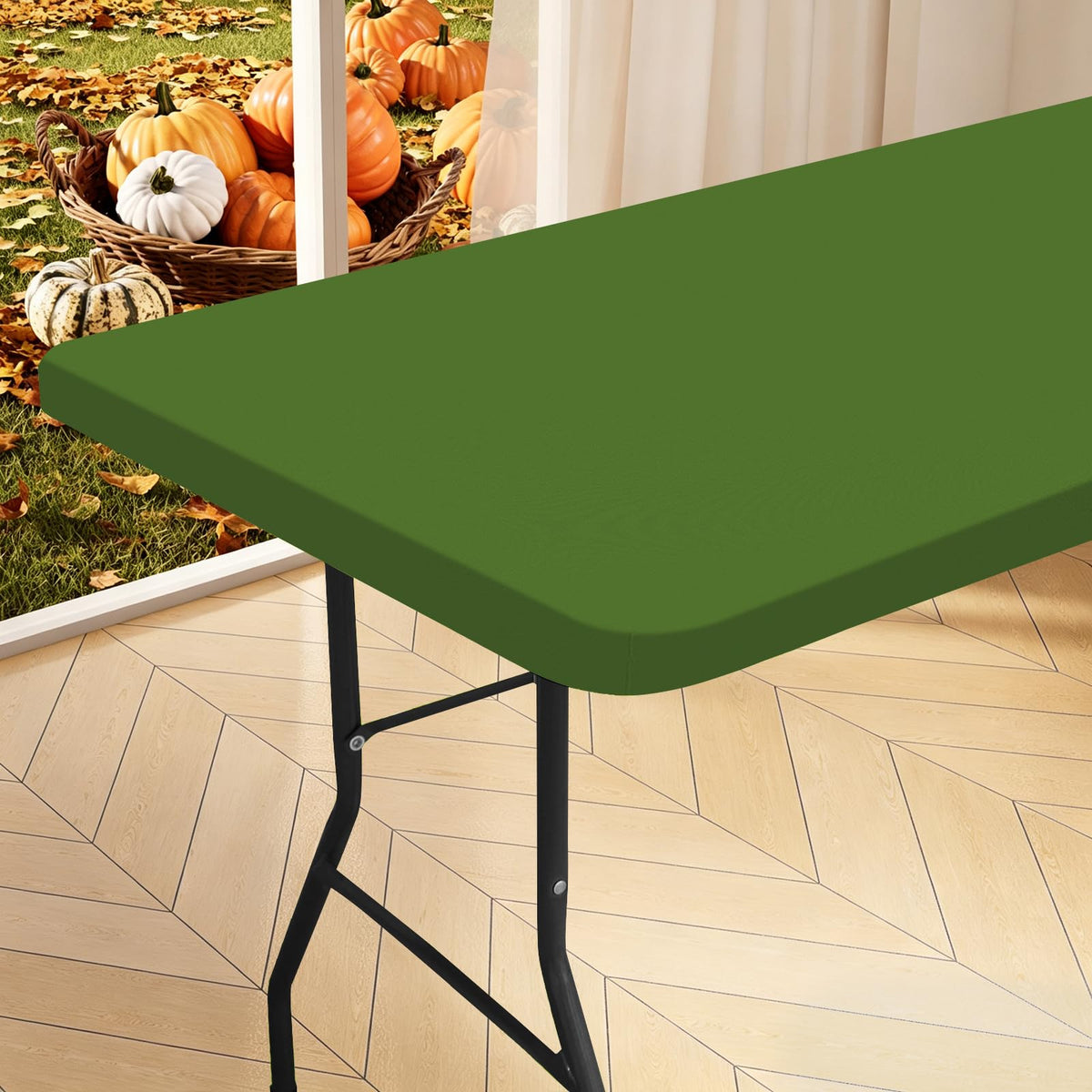 homing Rectangle Table Cloth Cover 6 Foot Black Elastic Fitted Tablecloth