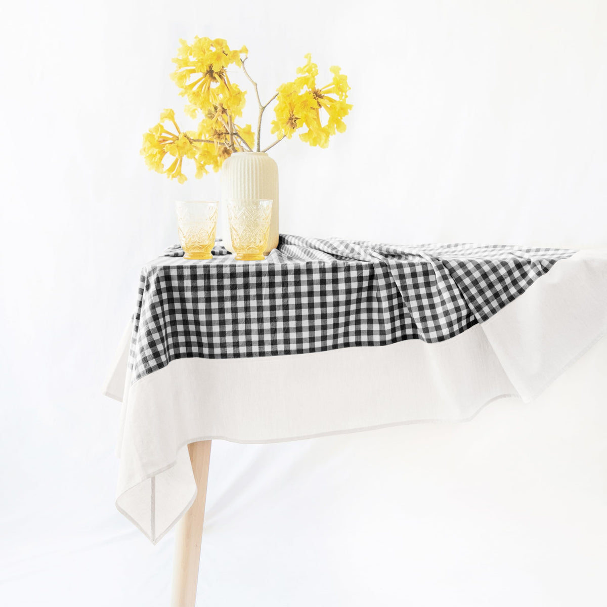 MONDAY MOOSE Ruffle Farmhouse Rustic Rectangle Natural Stonewashed Cotton Tablecloth for Kitchen, Dining Room, Restaurant (60x86 inch, Teal Green)