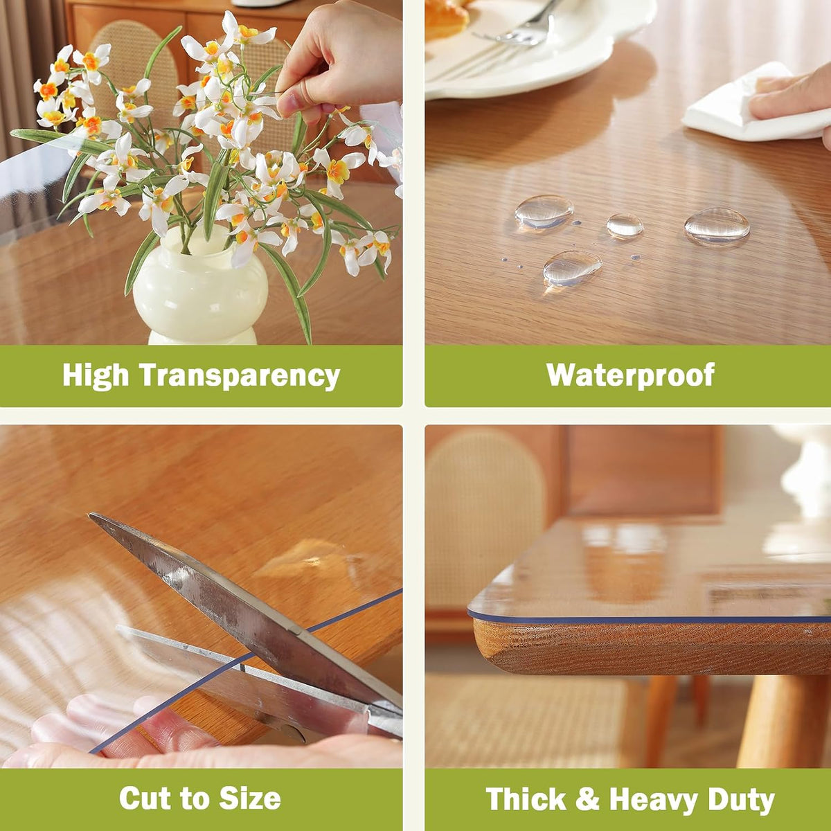 OstepDecor 36 x 60 in Clear Table Protector 1.5mm Thick Plastic Table Cover