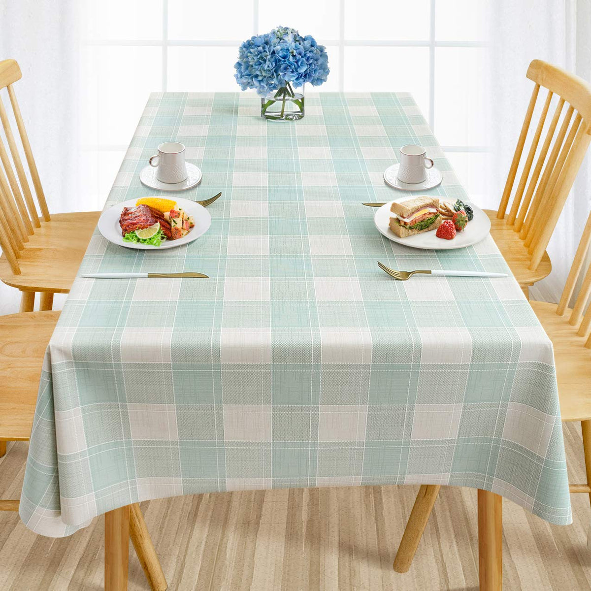 AIRCOWRIE Waterproof Rectangle Vinyl Tablecloths 108x54 Inch