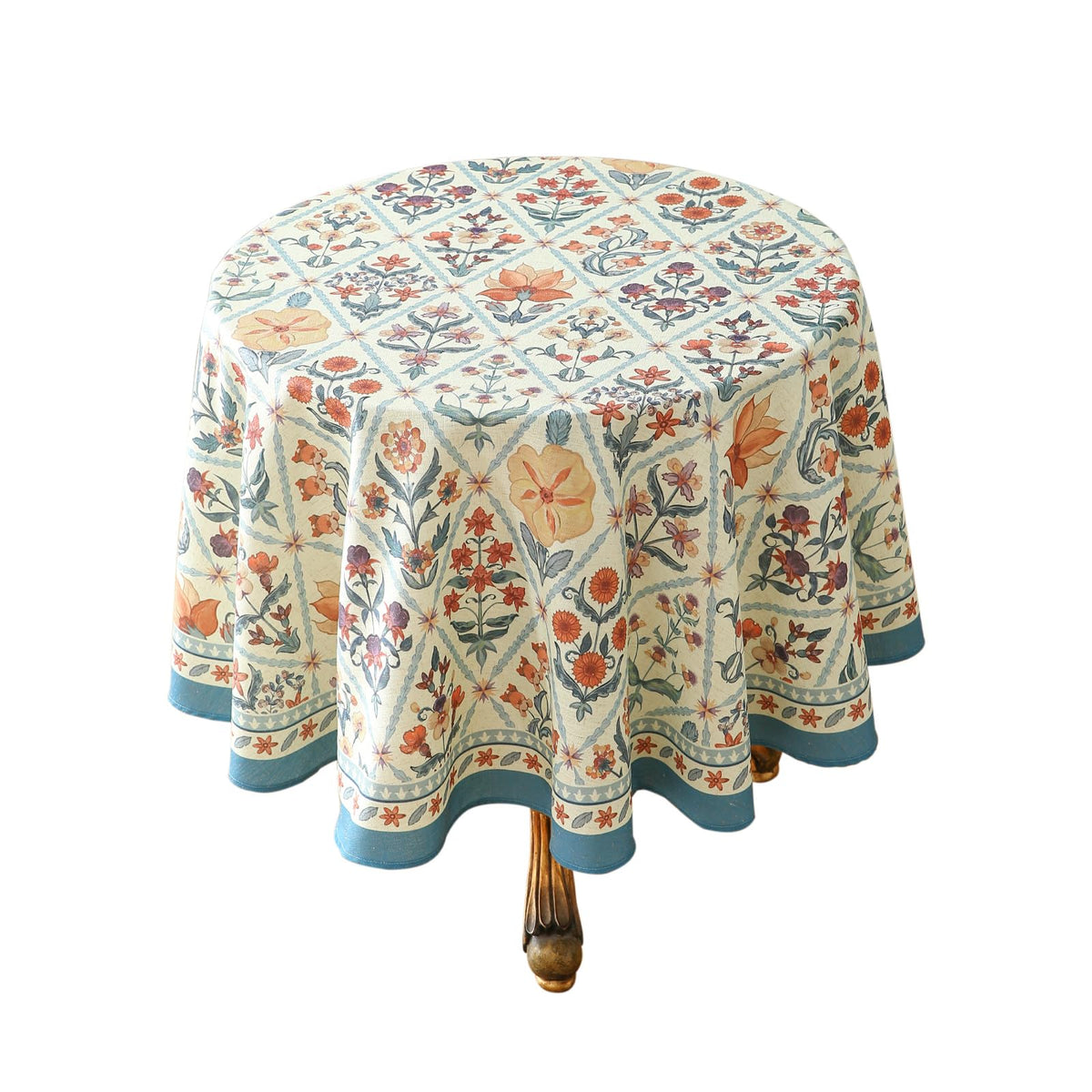 ISAENNE Designer Vintage Square Large Floral Tablecloth,67"x67"