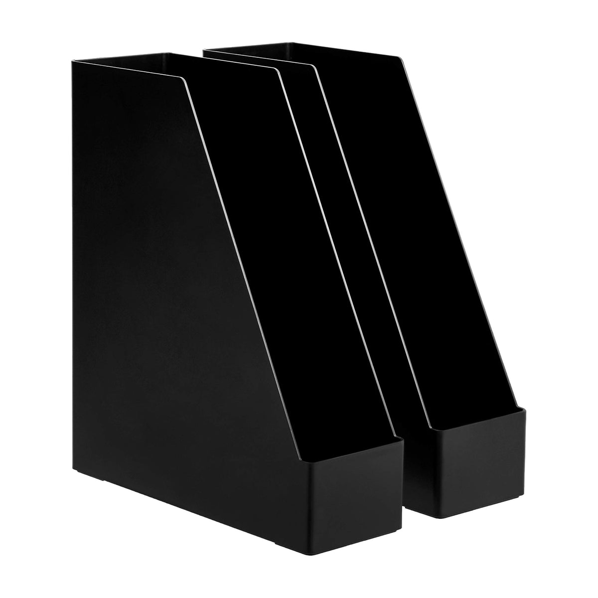 Amazon Basics Plastic Desk Organizer Magazine Rack and File Holder, Black, 4-Pack