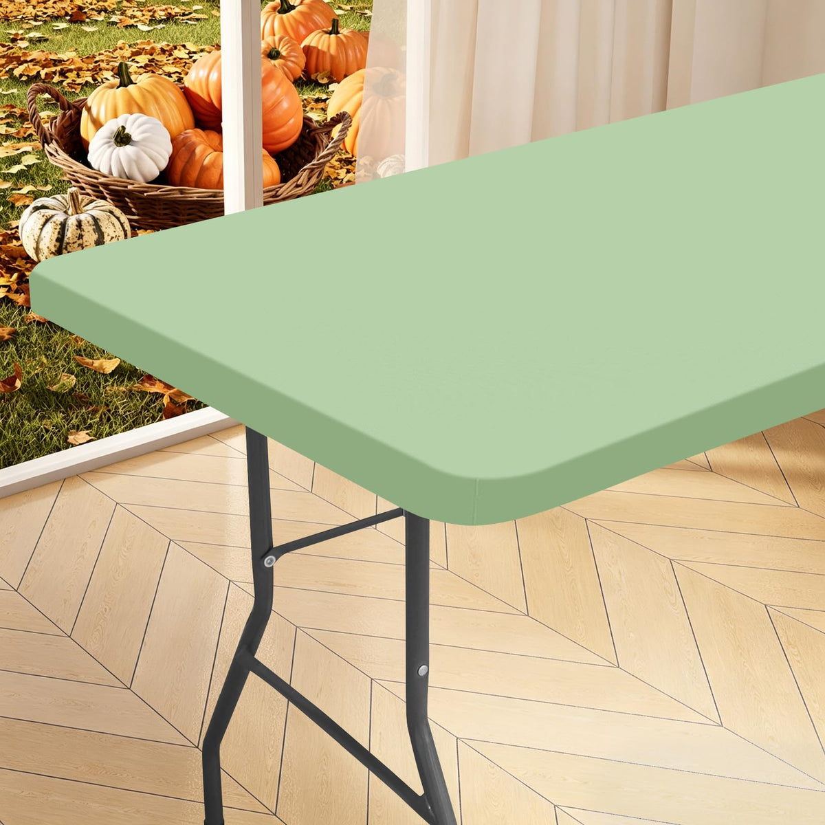 homing Rectangle Table Cloth Cover 6 Foot Black Elastic Fitted Tablecloth