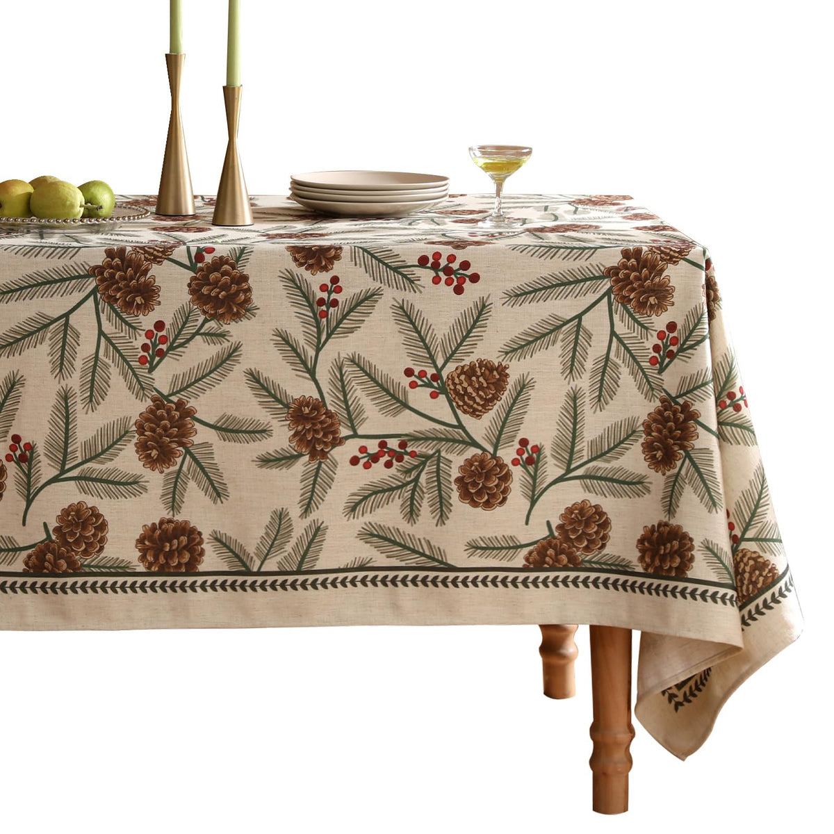 ISAENNE Designer Vintage Square Large Floral Tablecloth,67"x67"