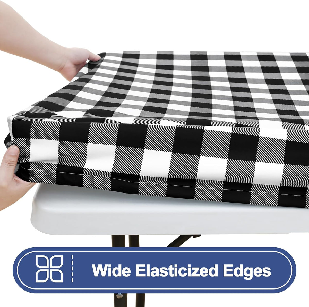 Smiry 6FT Picnic Table Cover with Bench Covers, Elastic Fitted Tablecloth