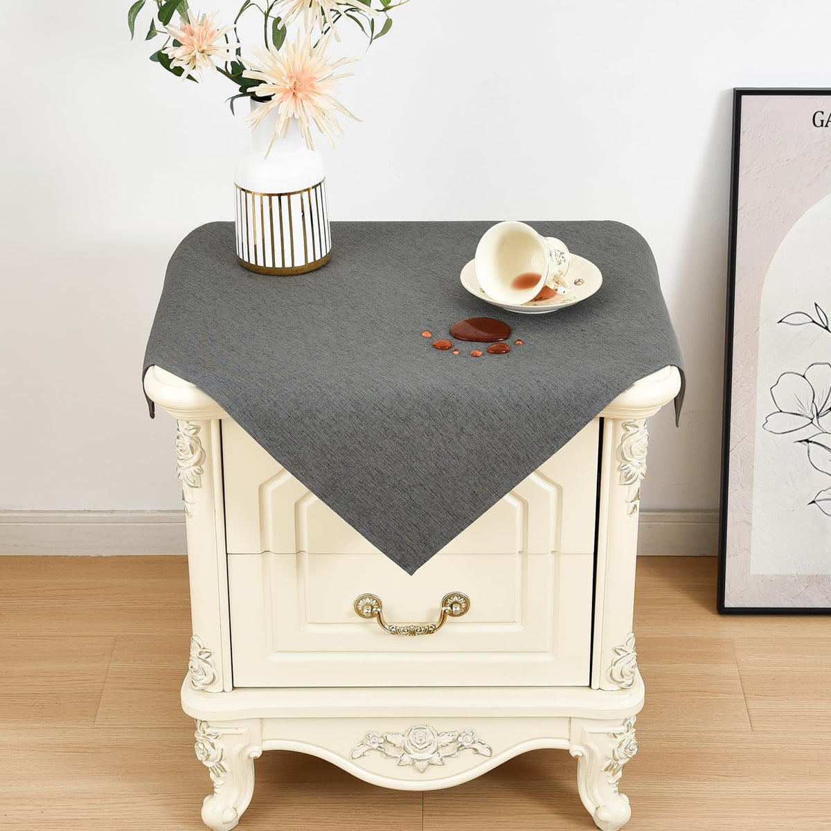 Wolkemer Oval Tablecloth 60 x 84 Inches Faux Linen Water Resistant