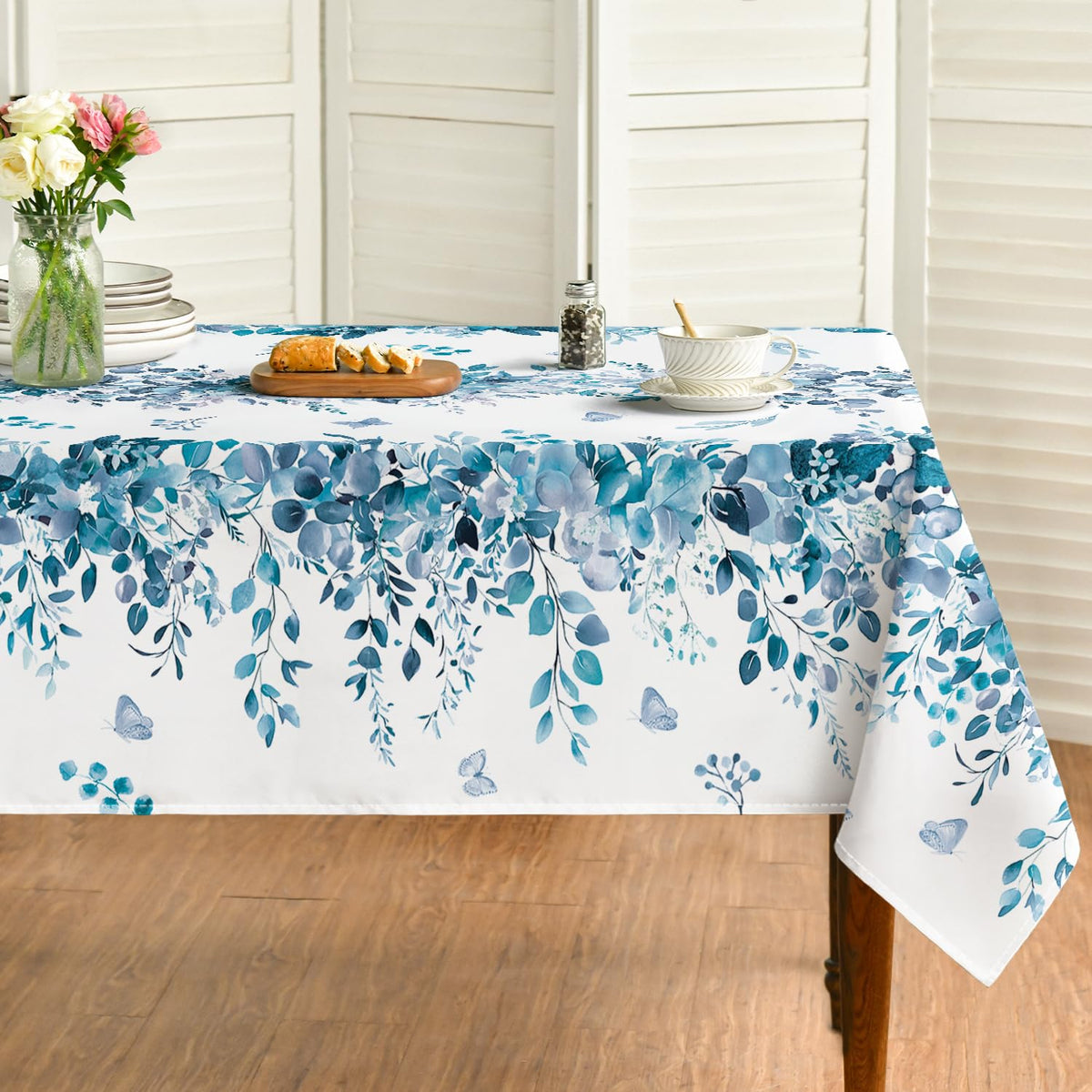 Horaldaily Spring Tablecloth 60 x 84 Inch Rectangular Eucalyptus Floral