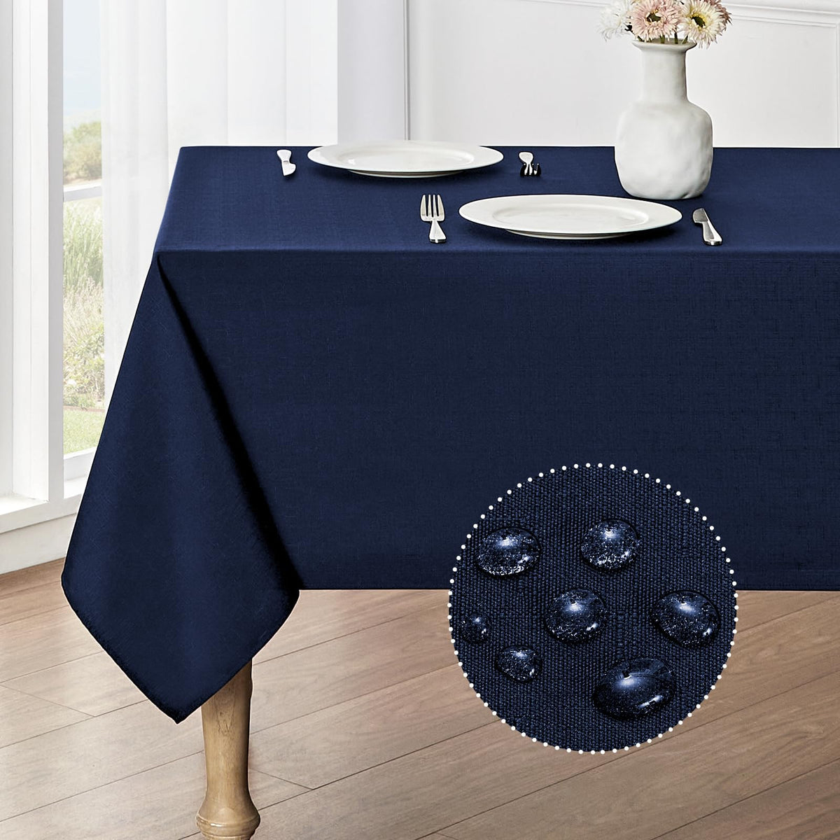 Veblandy Faux Linen Rectangle Tablecloth Waterproof 52x70 inch Table Cloth Stain and Wrinkle Resistant Washable, Decorative Fabric Table Cover for Dining, Kitchen, Wedding and Parties, Coffee