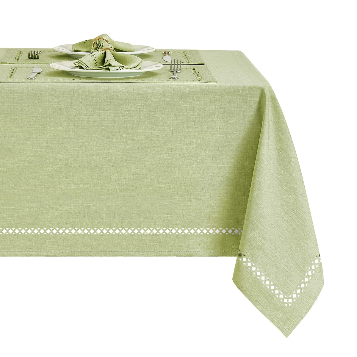 Flaxen 52x70 Rectangle Polyester Linen Farmhouse Tablecloth