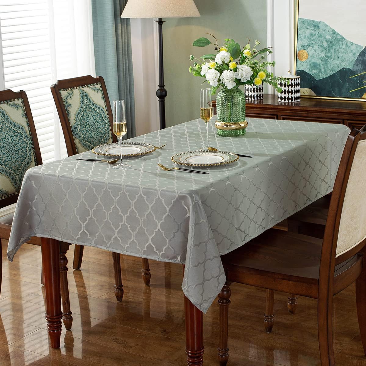 SASTYBALE Tablecloths Rectangular Table Cloth 52" x 70" Gray