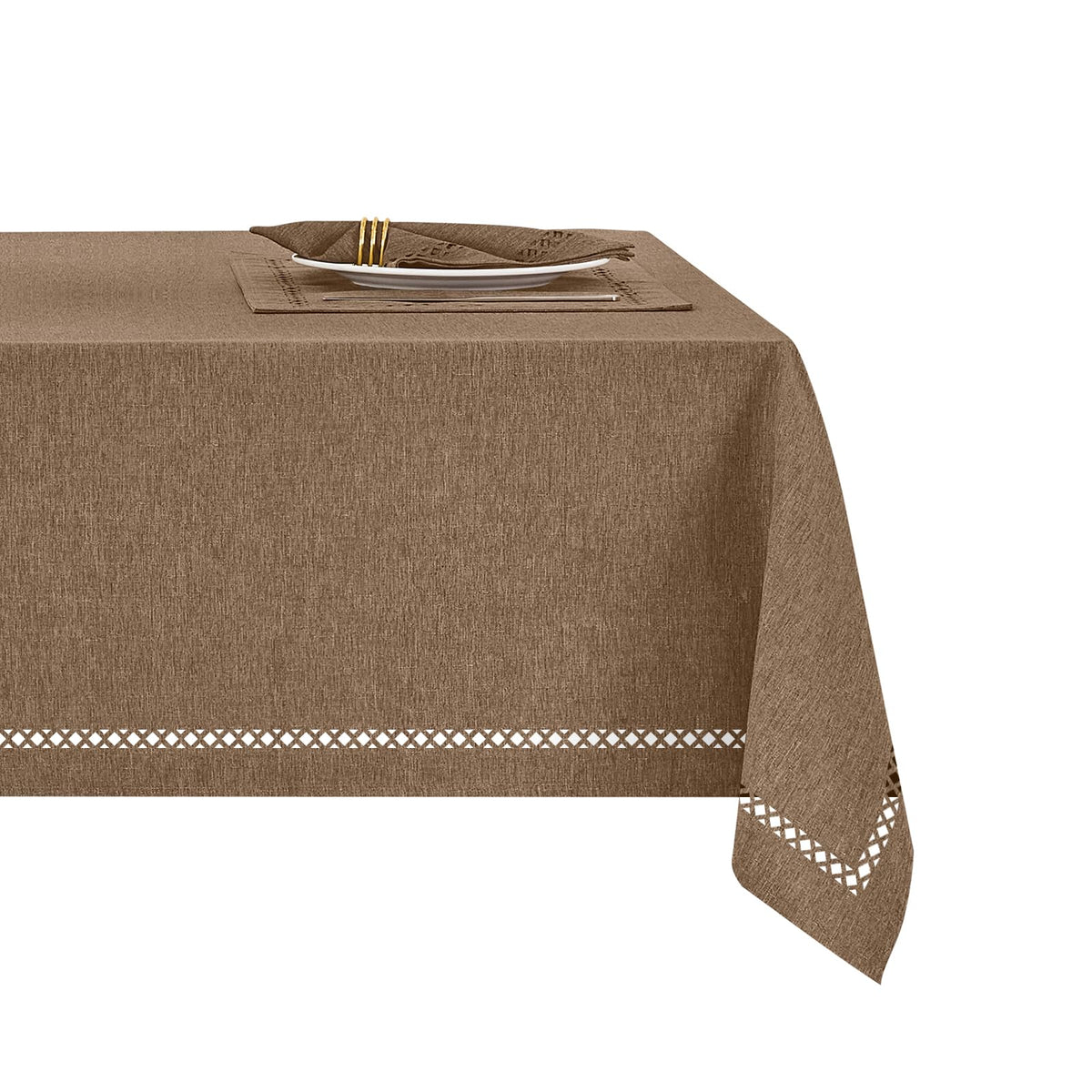 Flaxen 52x70 Rectangle Polyester Linen Farmhouse Tablecloth