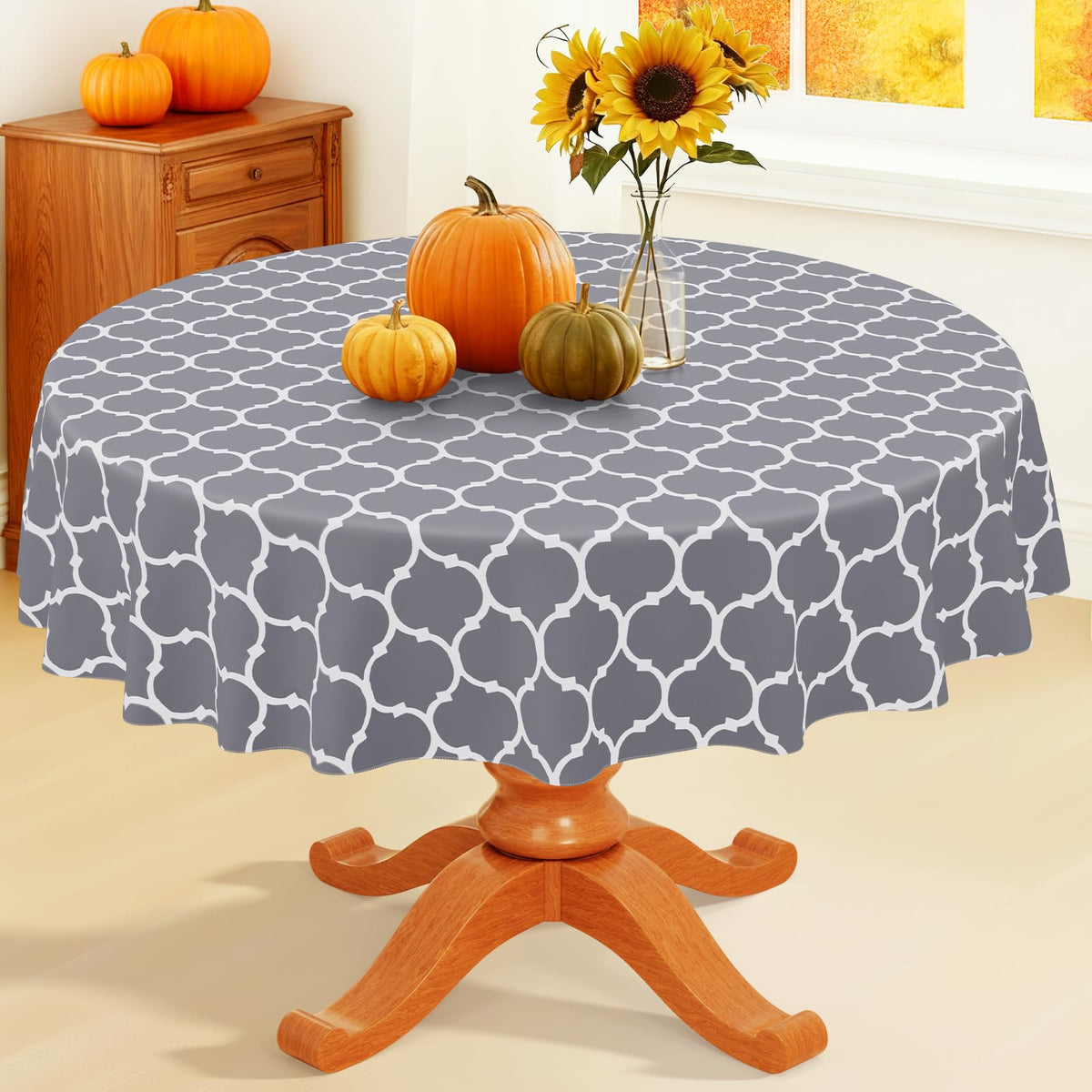Smiry Rectangle Table Cloth, Flannel Backed Vinyl Tablecloth, 60"x84"