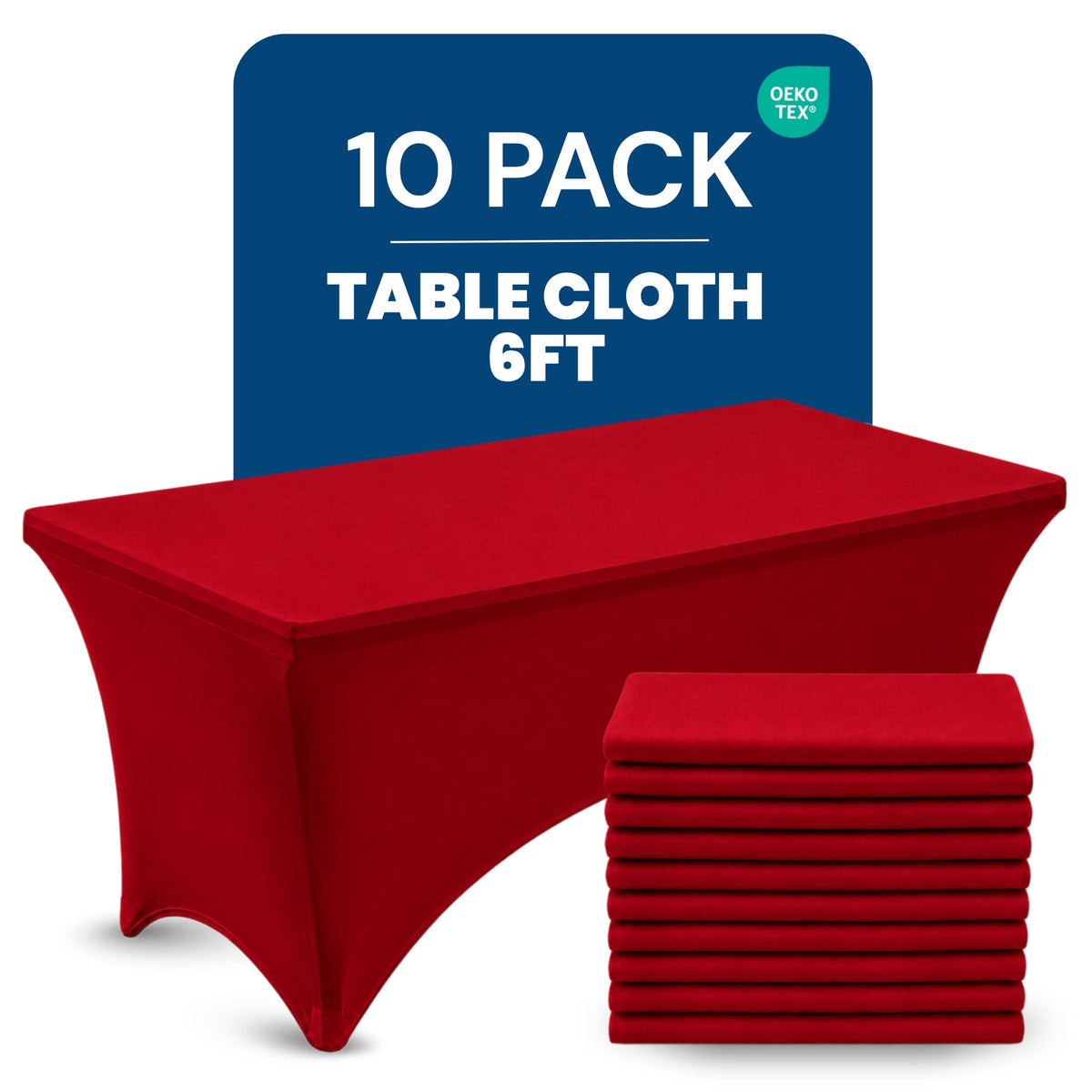 Utopia Kitchen Spandex Table Cloth 2 Pack [8FT, 96Lx30Wx30H Inch, Black]