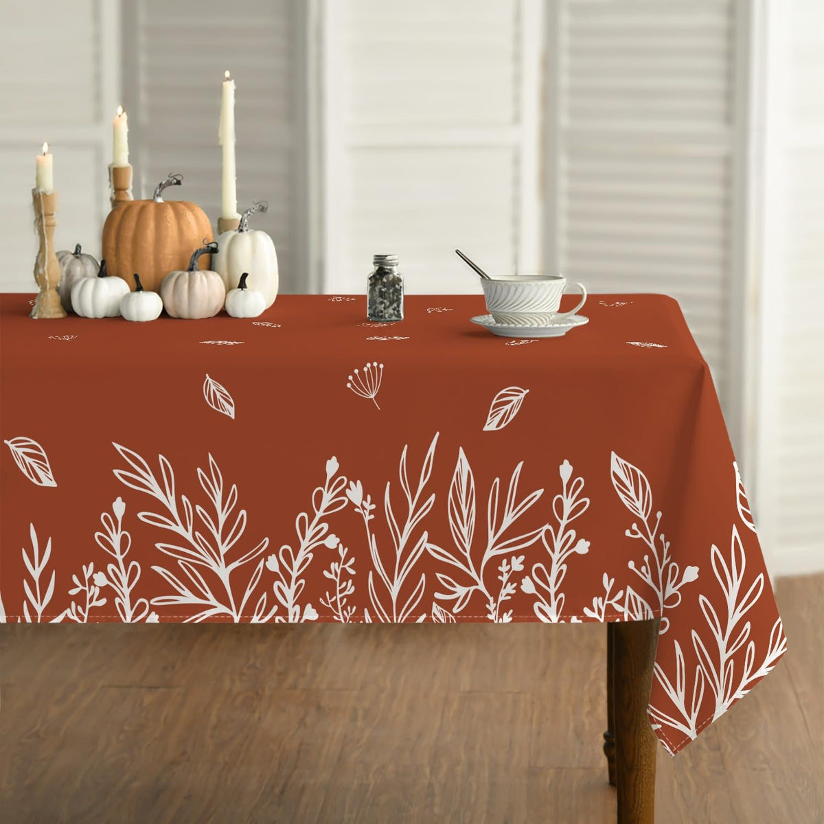 Horaldaily Fall Tablecloth 60 x 84 Inch Rectangular Thanksgiving Orange