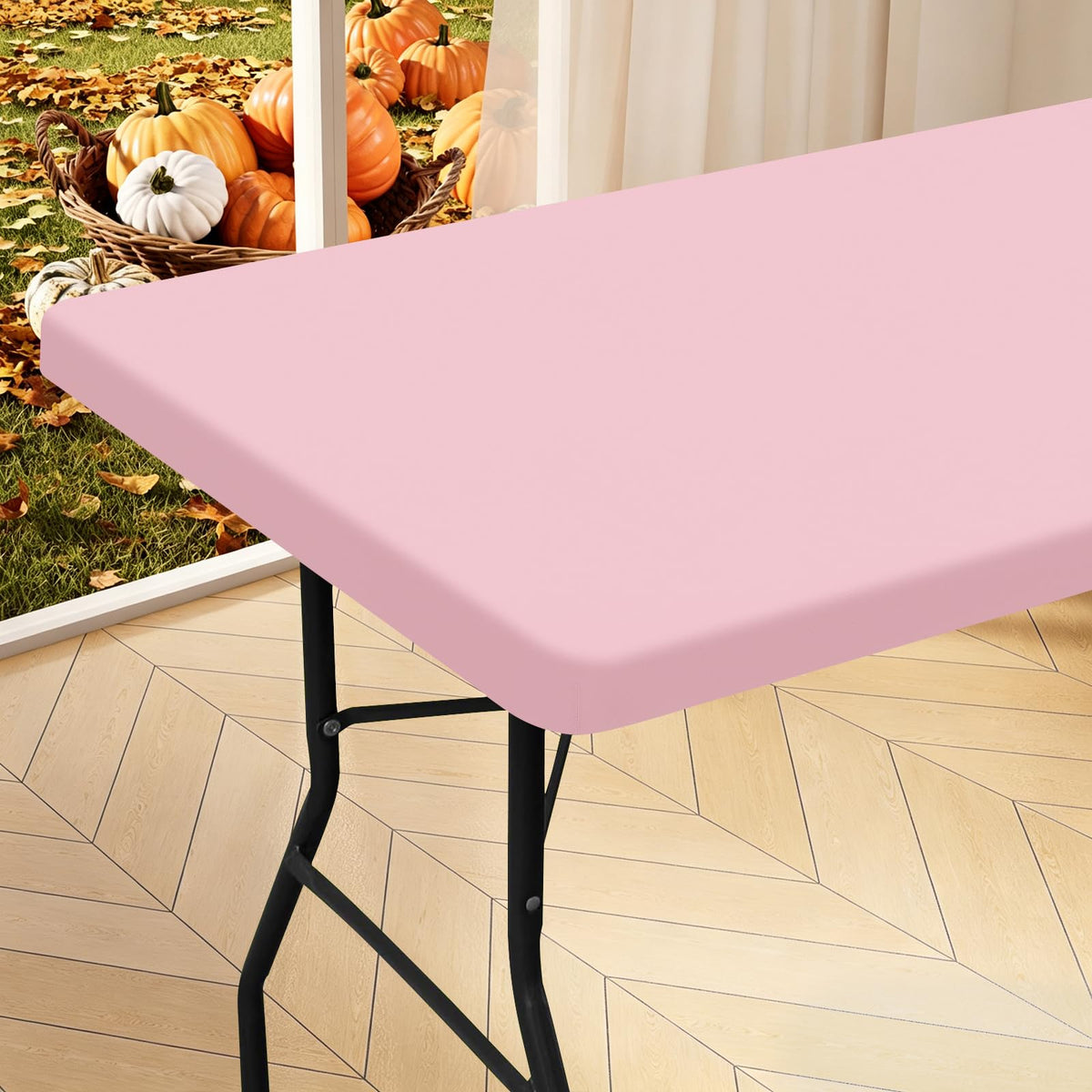 homing Rectangle Table Cloth Cover 6 Foot Black Elastic Fitted Tablecloth