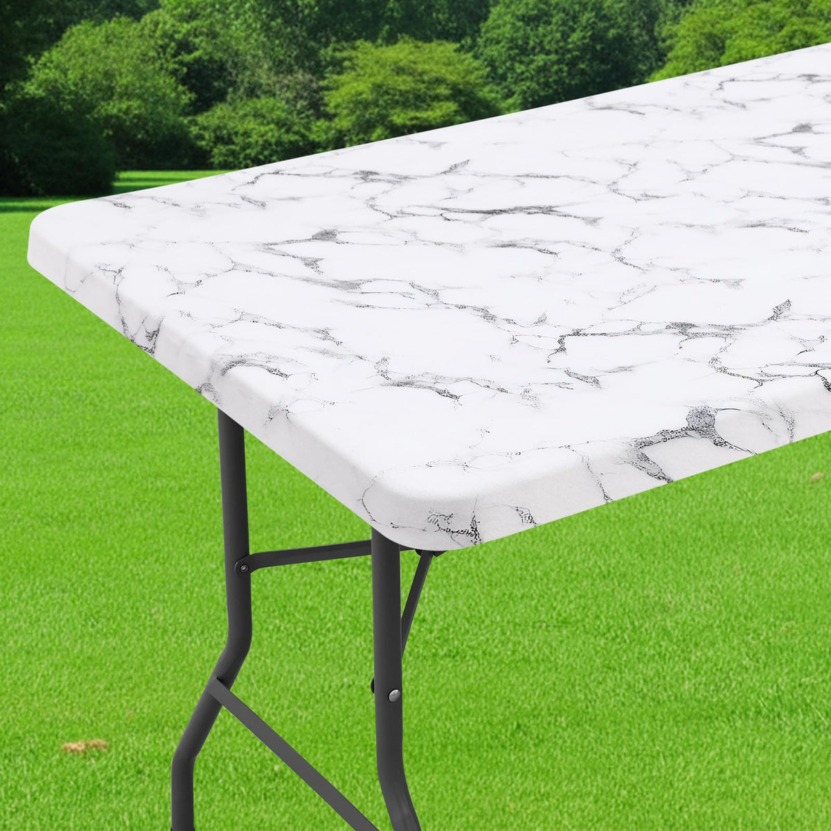 Smiry Spandex Printed 6FT Rectangle Table Cloth, Elastic Fitted Table Cover