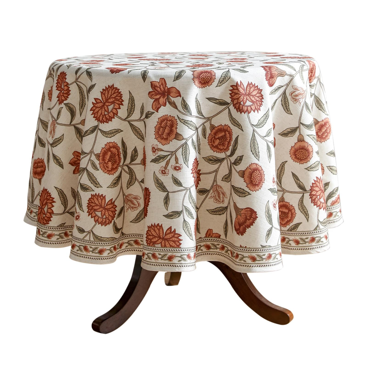 ISAENNE Designer Vintage Square Large Floral Tablecloth,67"x67"