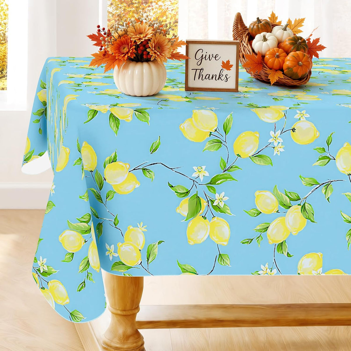 Smiry Rectangle Table Cloth, Waterproof Vinyl Tablecloths with Flannel Backing, Wipeable Spillproof Plastic Wood Grain Table Cover for Dining, Indoor and Outdoor (Beige, 60 "x 84")