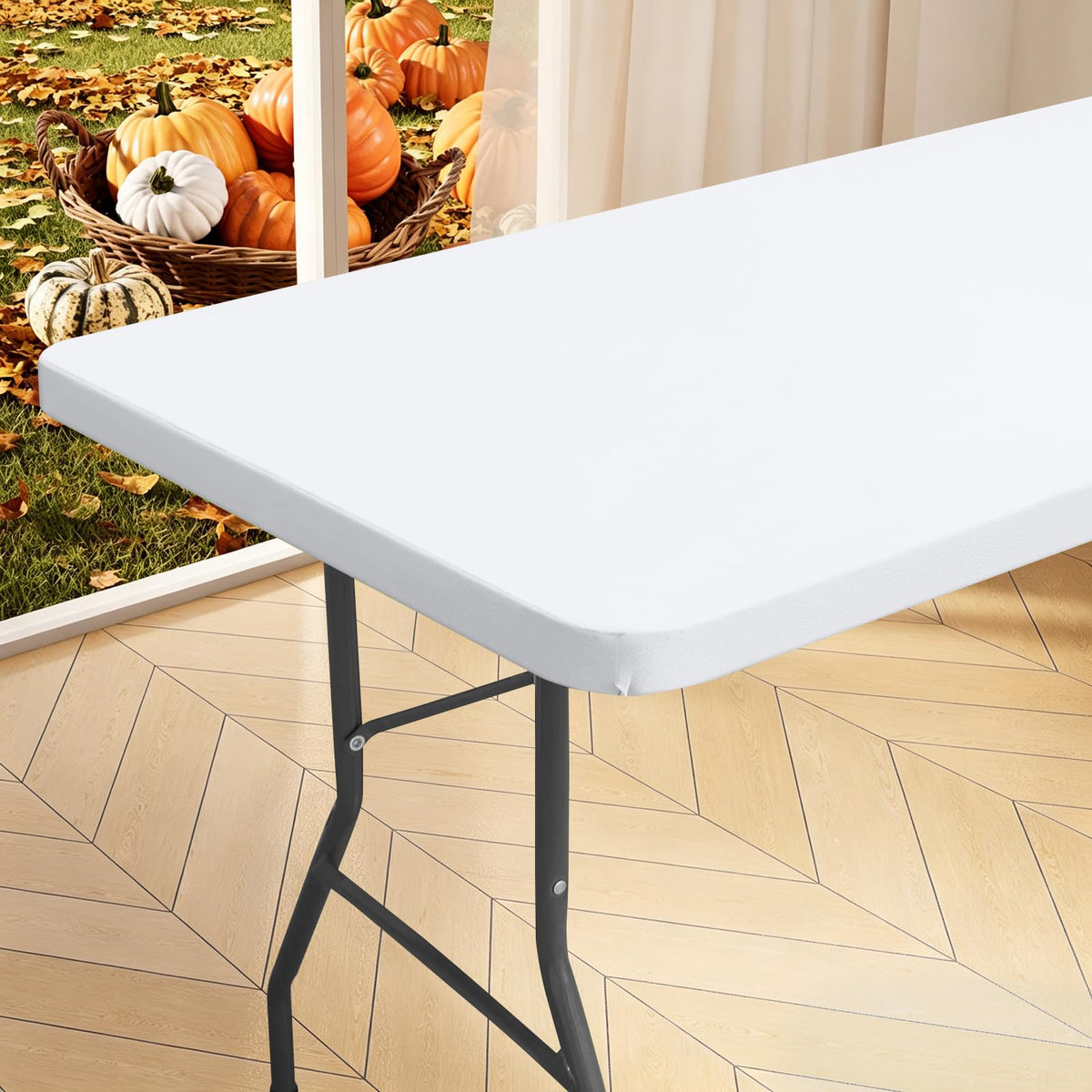 homing Rectangle Table Cloth Cover 6 Foot Black Elastic Fitted Tablecloth