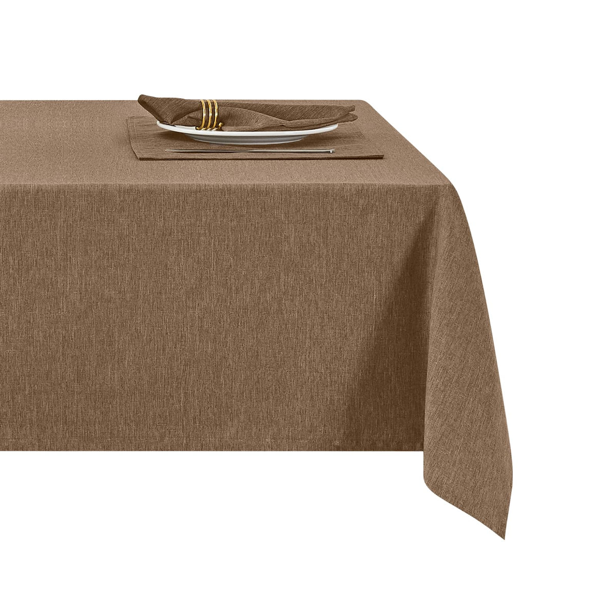 Flaxen 52x70 Rectangular Polyester Linen Farmhouse Tablecloth