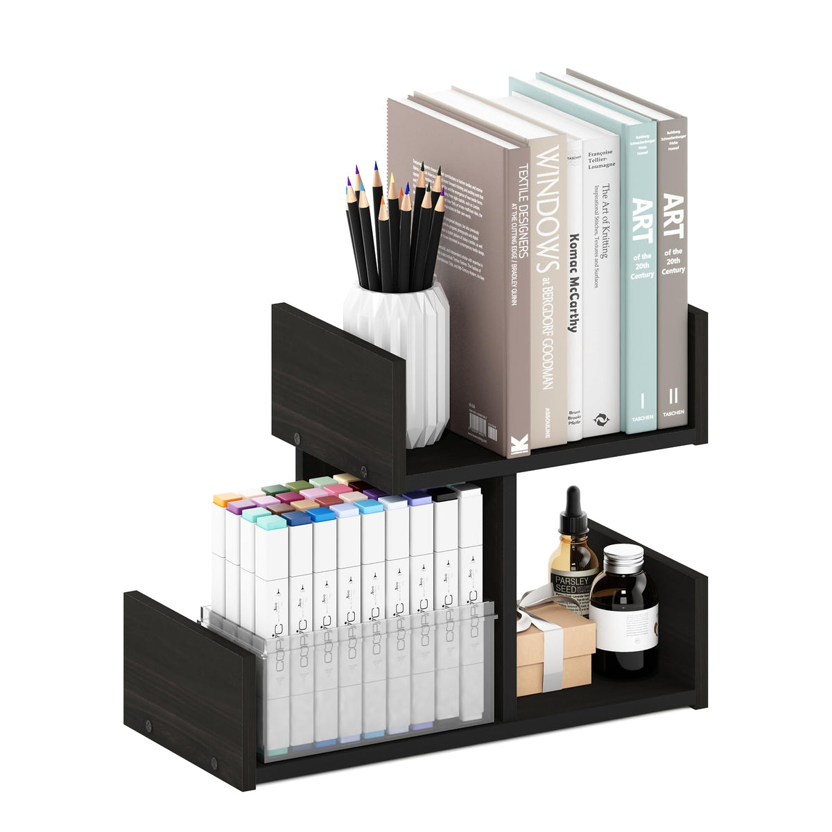 Furinno HERMITE Desk File Folder Organizers, 3-Shelf Desktop Office Organization Racks, Desk Top Display Book Shelf, for Paper, Office Supplies, Magazine, Bauhaus Oak