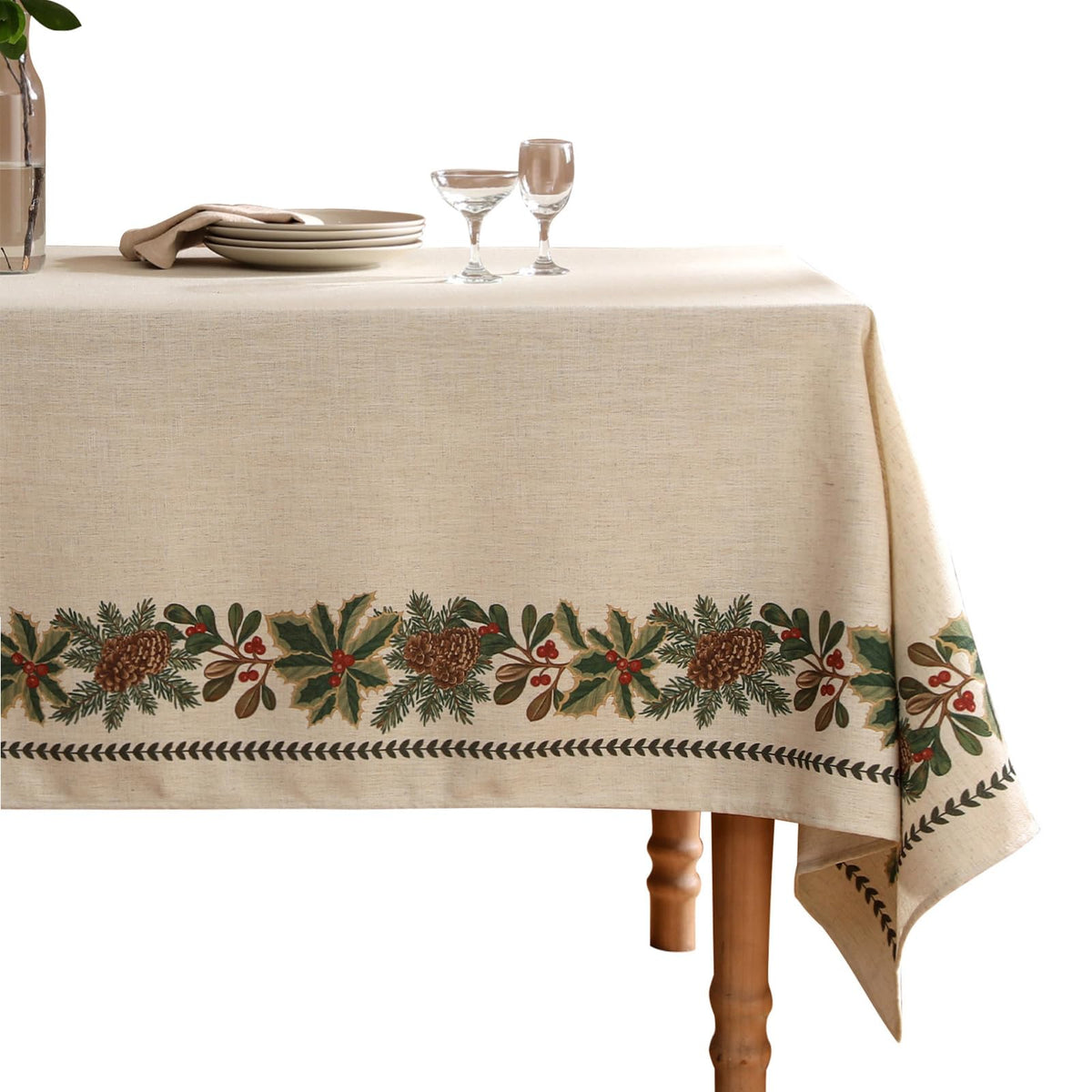 ISAENNE Designer Vintage Small Square Floral Tablecloth,55"x55"