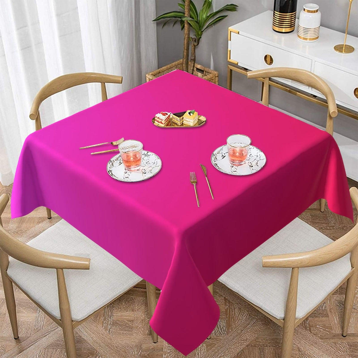 Square Table Cloth, Purple Pink Aqua Ombre Tablecloths Washable Table Cover for Kitchen Dinning Party Tabletop Modern Decoration,60inch