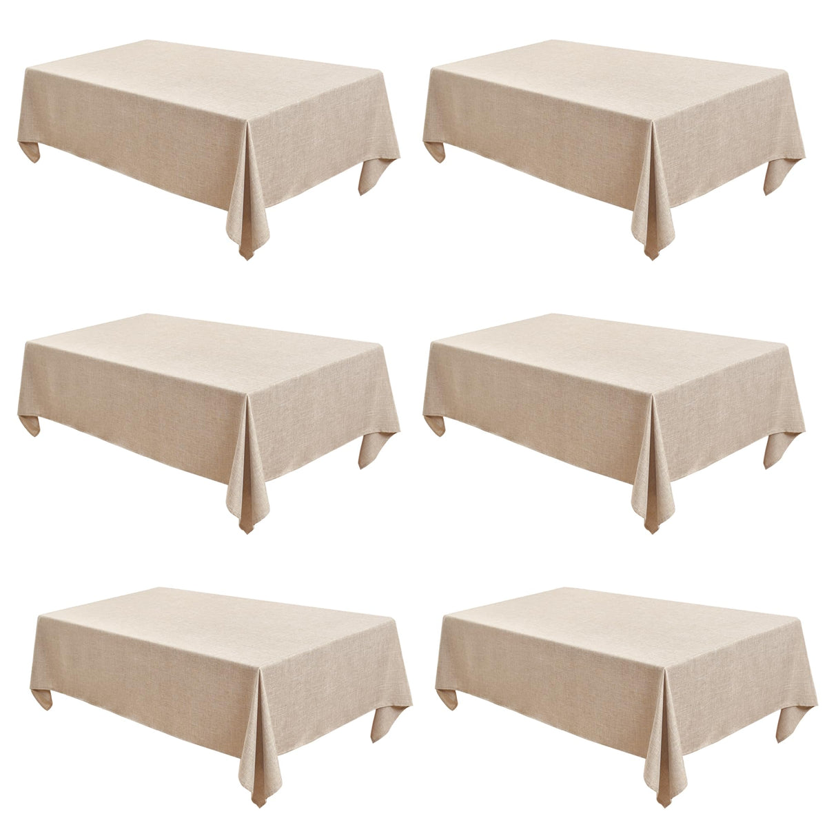 Fitable 2 Pack Beige Faux Linen Tablecloths Rectangle 60x102 Inch