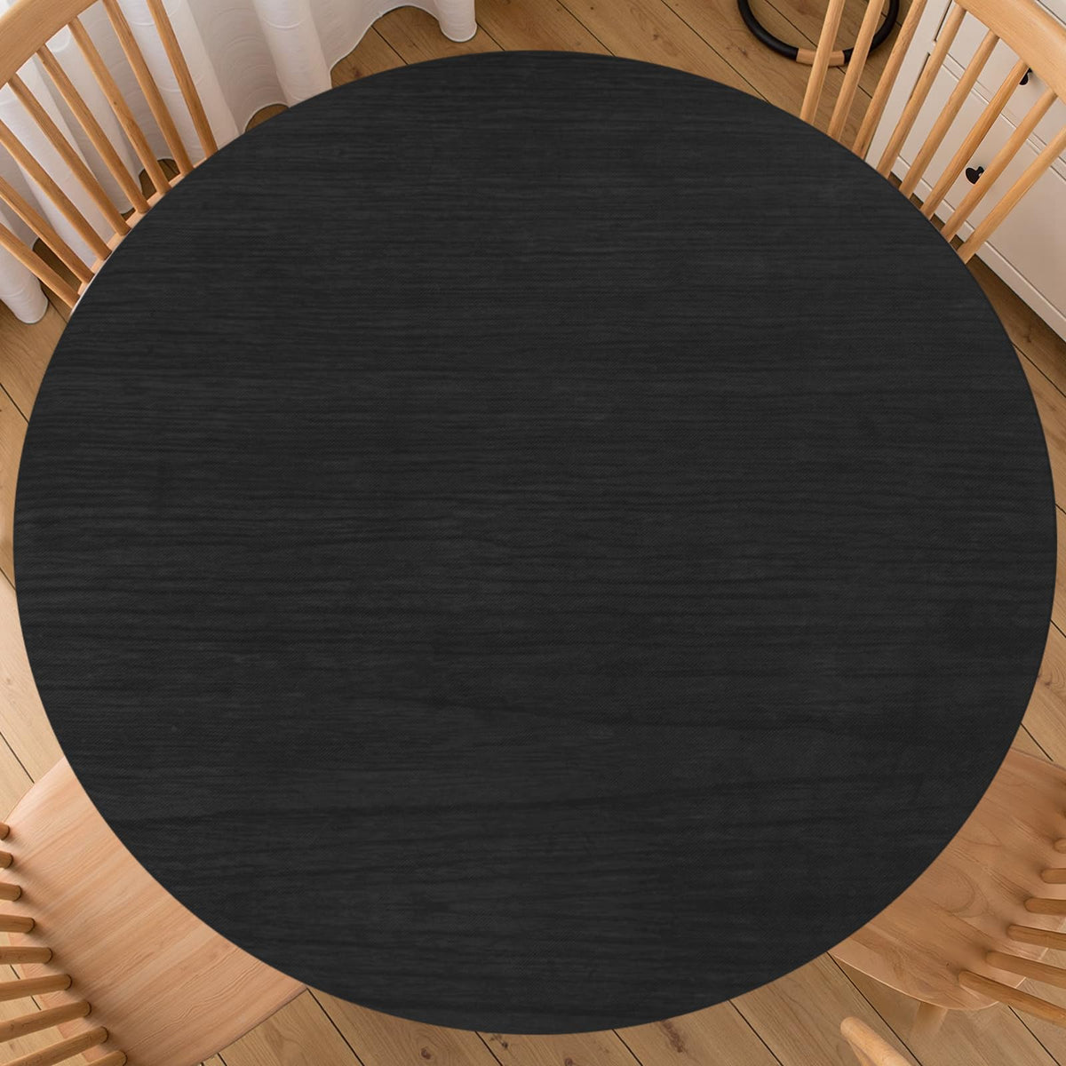 Halloween Polka Dot Round Fitted Tablecloth with Elastic Black Cat Ghost Pumpkin Bat Bowtie Whimsical Table Cloth Decorative Washable Spooky Cute Table Cover Outdoor Kitchen Dining for 44"-48" Table