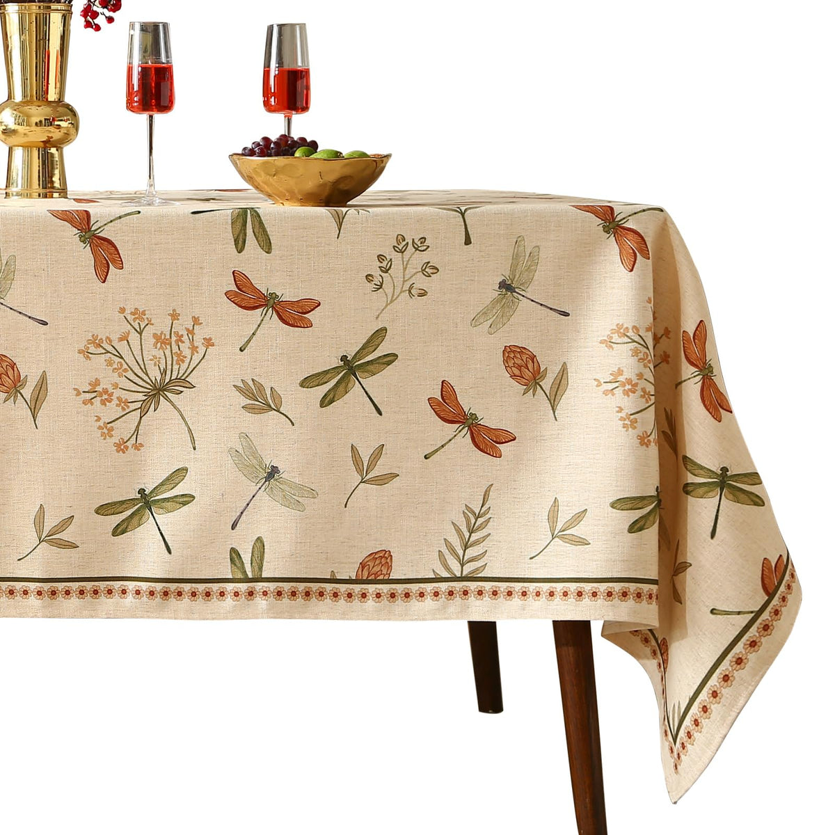 ISAENNE Designer Vintage Small Square Floral Tablecloth,55"x55"