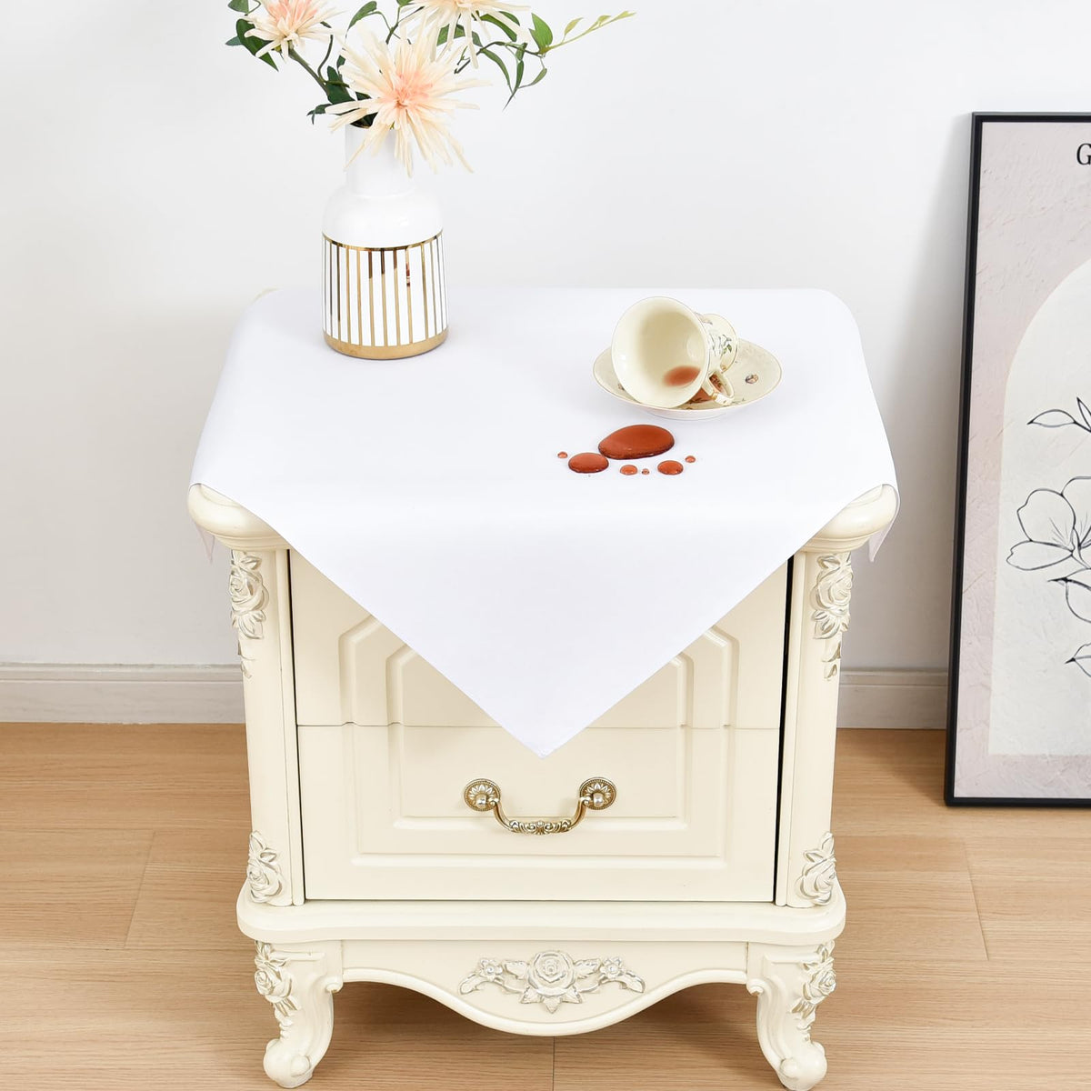 Wolkemer Oval Tablecloth 60 x 84 Inches Faux Linen Water Resistant