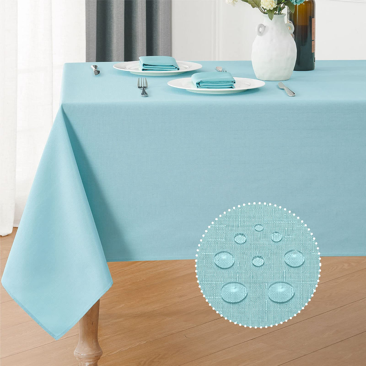 Veblandy Faux Linen Rectangle Tablecloth Waterproof 52x70 inch Table Cloth Stain and Wrinkle Resistant Washable, Decorative Fabric Table Cover for Dining, Kitchen, Wedding and Parties, Coffee