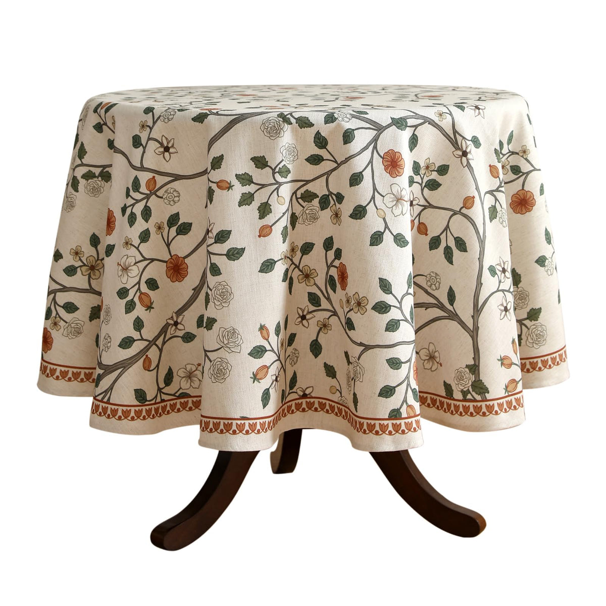 ISAENNE Designer Vintage Small Square Floral Tablecloth,55"x55"