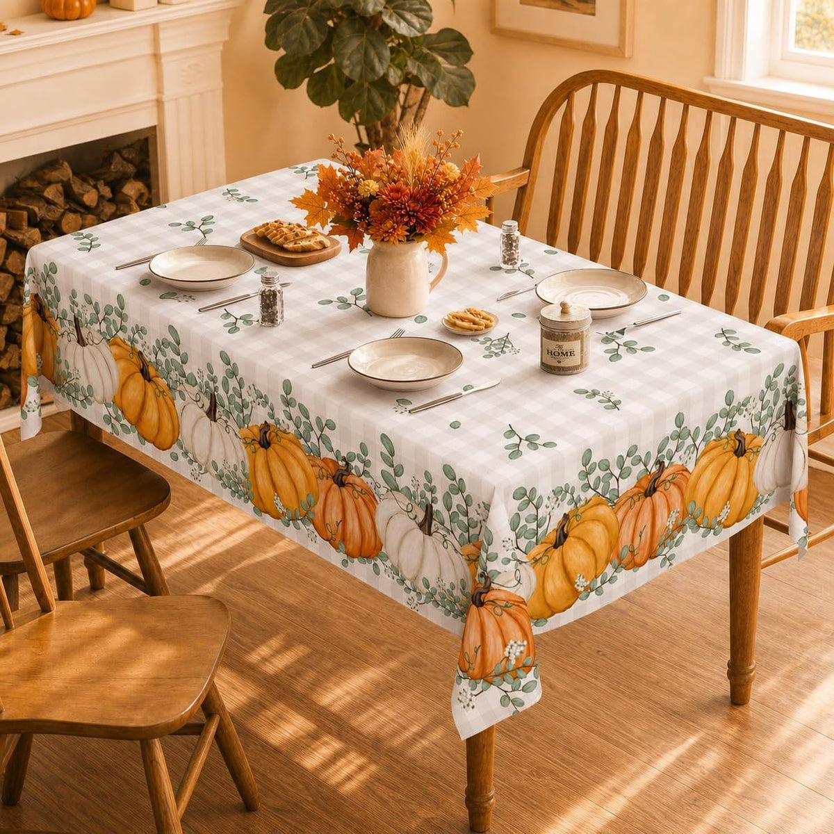 Horaldaily Fall Tablecloth 52 x 70 Inch Rectangular Thanksgiving