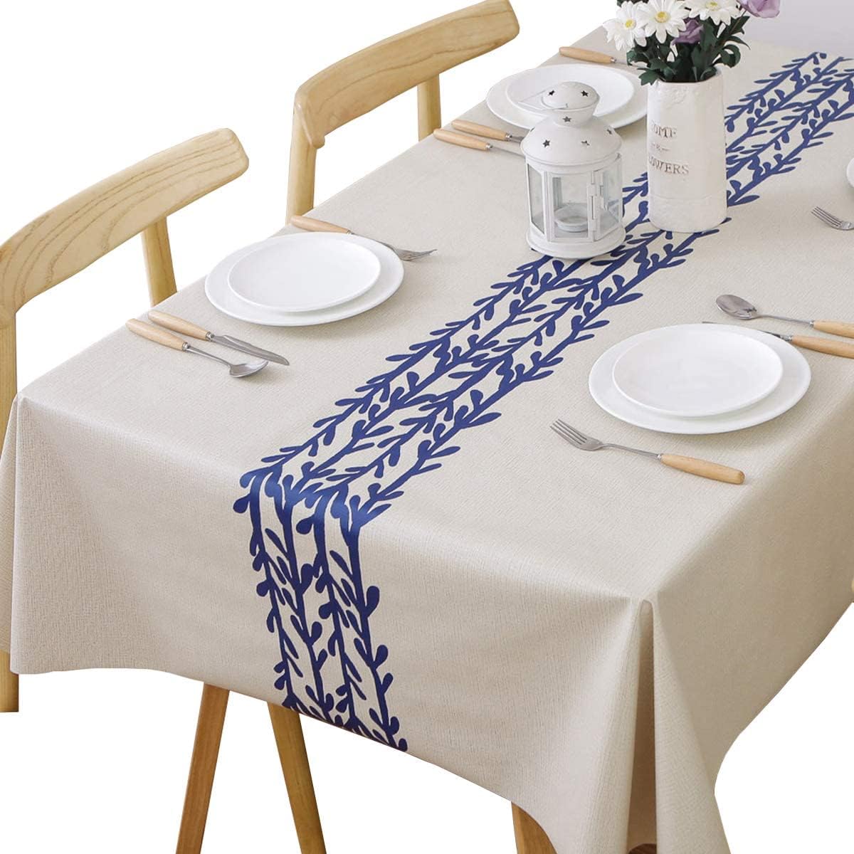 TruDelve Heavy Duty Vinyl Table Cloth Plastic Table Cloth for Kitchen Dining Table Wipeable PVC Waterproof Tablecloth for Rectangle Table(54"x72",Geometry)