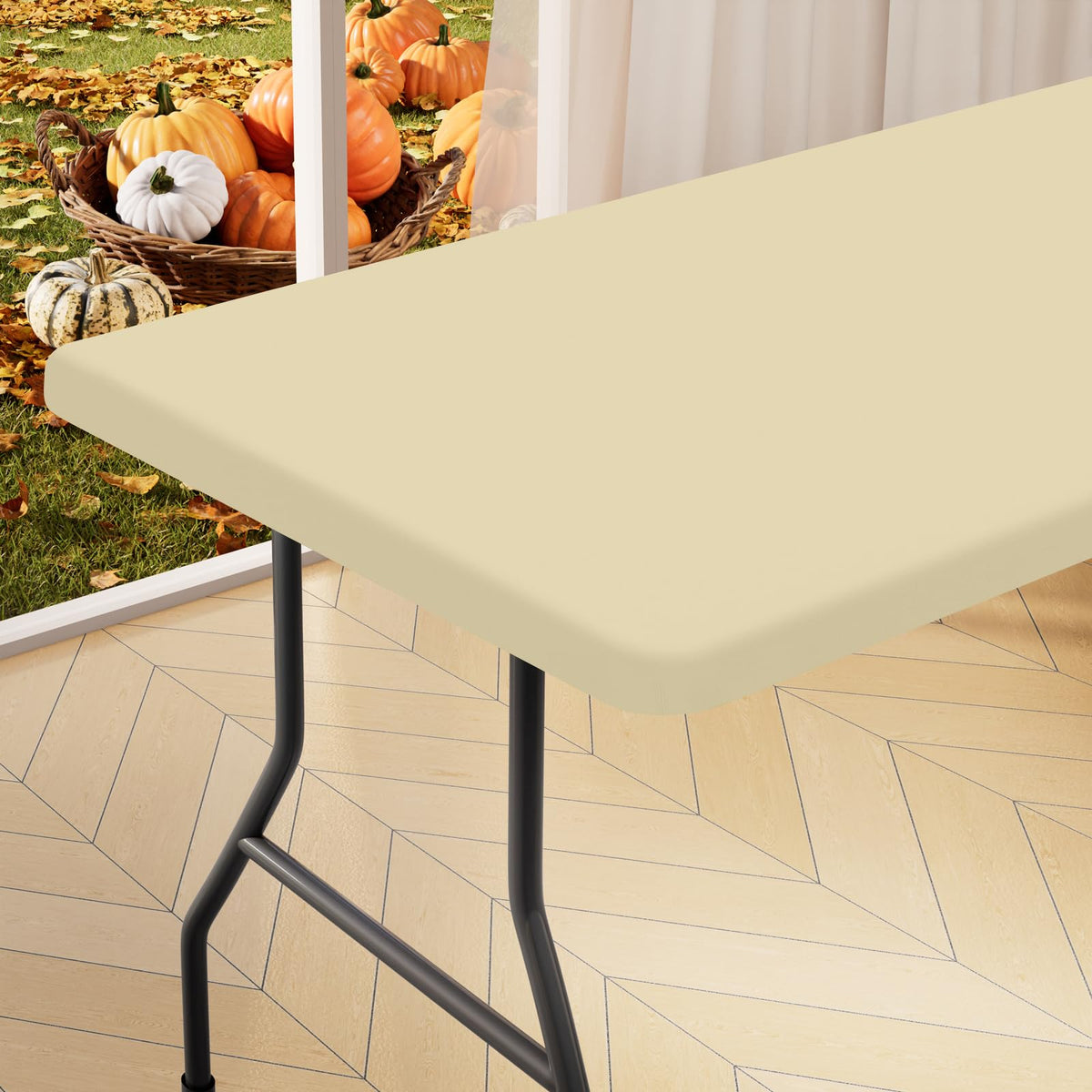 homing Rectangle Table Cloth Cover 6 Foot Black Elastic Fitted Tablecloth