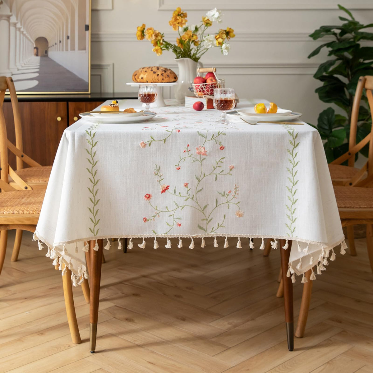 AIRCOWRIE Waterproof Rectangle Vinyl Tablecloths 108x54 Inch