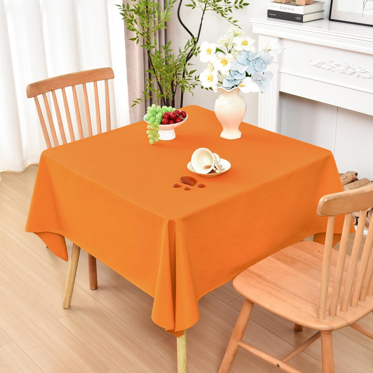 Wolkemer Oval Tablecloth 60 x 84 Inches Faux Linen Water Resistant